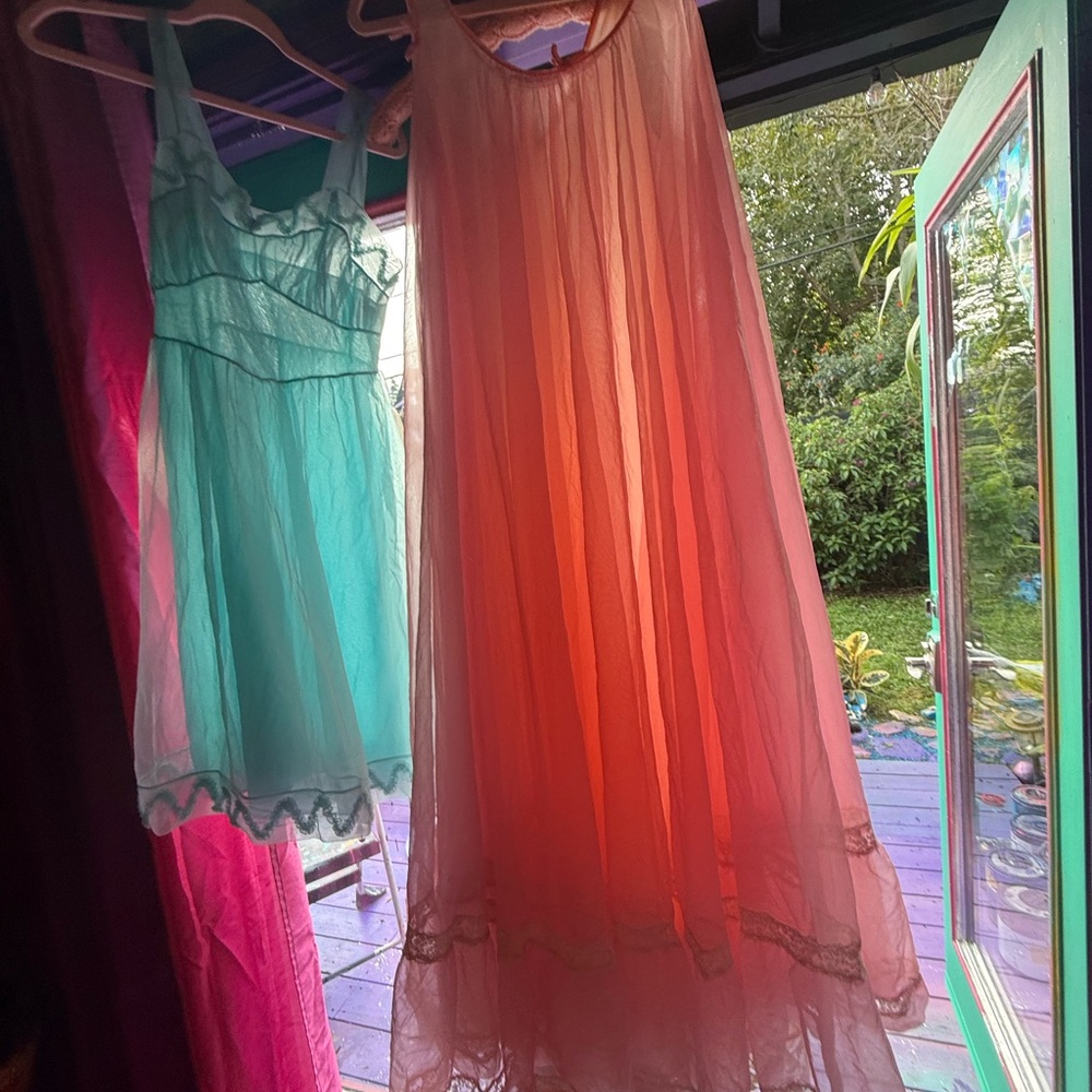 Pink vintage full swing nightgown/slip dress